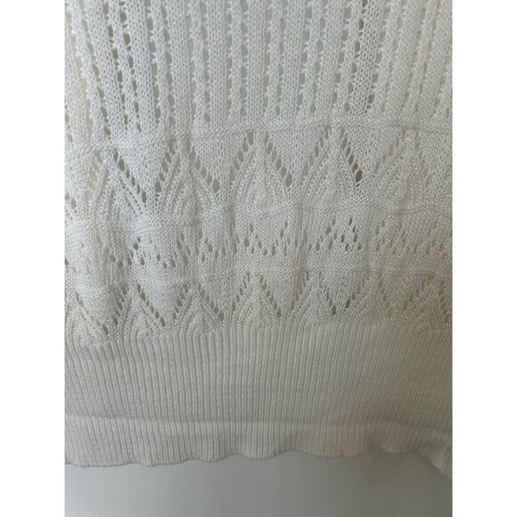 Faded Glory open front white knit cardigan short sleeve Med - Picture 3 of 7